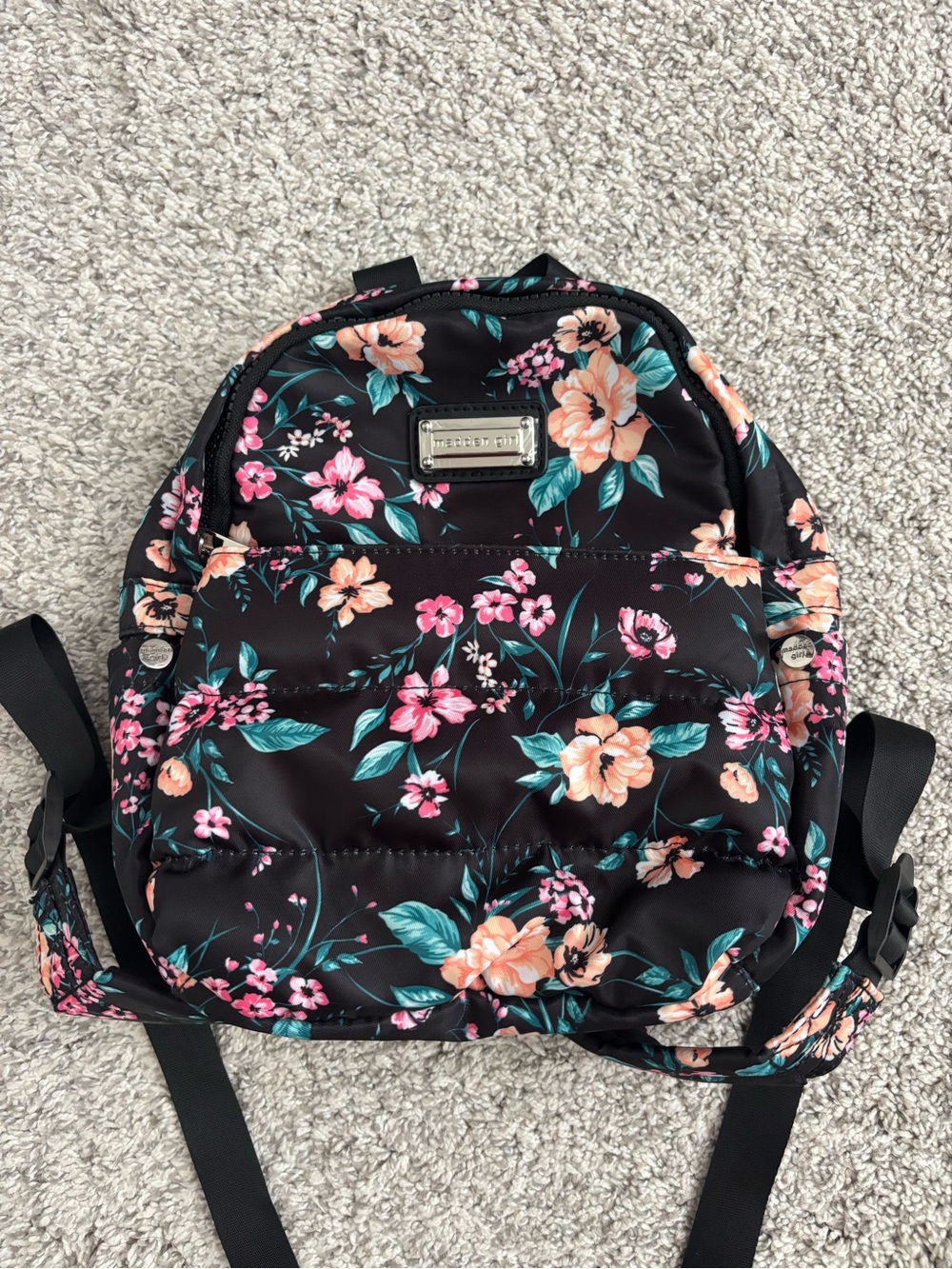 black floral mini backpack